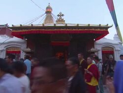 WS People walking from infornt of temple at Boudhanatha  / Kathmandu, Central, Nepal Stock Footage