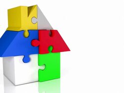 Animated Jigsaw House Loop - Rainbow (2 camera angles) Stock Footage