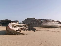 MS Boats cemetery of Magouer / Magouer, Brittany, France Stock Footage