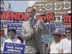 1992 Jerry Brown Campaign Speech on Jobs in America Stock Footage