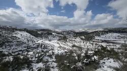 Time Lapse, Jerusalem mountains covered with snow Stock Footage