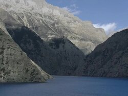 WS View of Mountains and phoksundo lake / Himalayas, Upper Dolpo, Nepal   Stock Footage