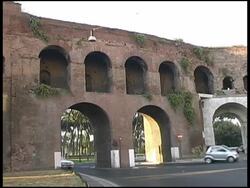 Rome Traffic at Villa Borghese Gardens Entrance Stock Footage