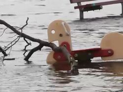 Flooded Playground after Hurricane Sandy Stock Footage