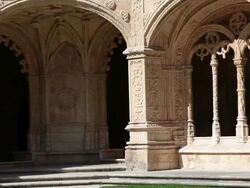 Lisbon, Jeronimos Monastery, Hieronymites Monastery (Mosteiro dos Jeronimos), the cloister Stock Footage