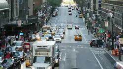 new york city landmarks background. city business district. modern metropolis scenery Stock Footage