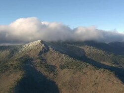 WS AERIAL View of Mt Mitchell State Park with clouds / North Carolina, United States Stock Footage