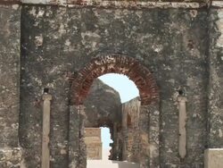 WS TU View of Church ruin at Dhanushkodi / Rameswaram, Tamil Nadu, India Stock Footage