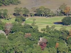 MS AERIAL ZO Shot of golf courses at Kiawah Island / South Carolina, United States Stock Footage