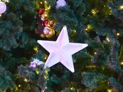 Shining star decoration on christmas tree Stock Footage