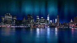 Aurora Polaris over Manhattan and New York Skyline Stock Footage