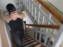 Criminal man with mask and gun Stock Footage