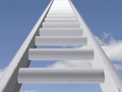 Ladder 01 White Sky Loop Stock Footage