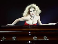 HD Slow Motion: Vampire Sensual Moving Behind A Coffin Stock Footage