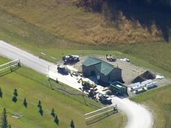 WS ARIEAL View of Small workstation /Maine, United States Stock Footage