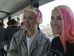 INTERVIEW - Jazzy and Ruby King of Blond Electra on carols, X Factor and advice to others at HEART X Factor Xmas Choir on 12th December 2014 in London, England. Stock Footage