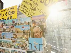 Pope and Rome postcards souvenirs Stock Footage