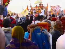 MS Shot of pilgrims in Kumbh Mela / Allahabad, Uttar Pradesh, India Stock Footage