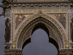 MS View of Albert Memorial in park / London, UK Stock Footage