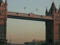 London: Tower Bridge at Sunset, Pull Close-Up to WIde Stock Footage