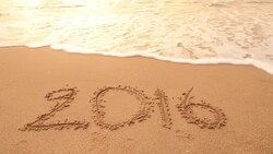 Concept: Drawing 2016 on the sand on the beach Stock Footage