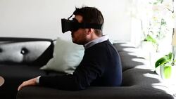 Man Using Virtual Reality Glasses Stock Footage