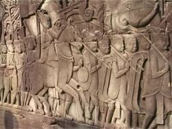 Bas Relief at Angkor Wat Stock Footage