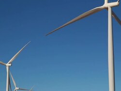 HD video Vega wind turbine farm with crops Texas Stock Footage