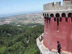 Sintra, Pena National Palace, view of the walls  Stock Footage