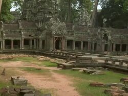 ZI Ruins at Ta Prohm Temple / Cambodia Stock Footage