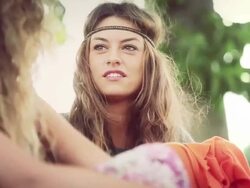 Back in the 70s: two hippie women talking Stock Footage