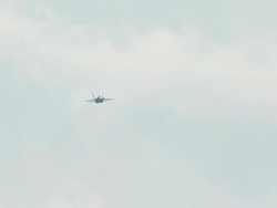 F18 Fighter Airplane going on Afterburner Stock Footage