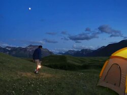 Tenting in the Rocky Mountains Stock Footage