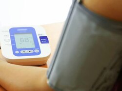 HD Focus in: blood pressure test Stock Footage