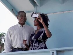 Afro American Couple Photographing Stock Footage