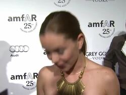 INTERVIEW: Marguerite Moreau on how she feels about Dame Elizabeth Taylor's work in the fight against AIDS at the amfAR's Inspiration Gala at Los Angeles CA. Stock Footage