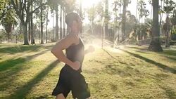 Man Running Park Slow Motion Stock Footage