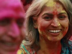 Portrait of a woman celebrating holi festival Stock Footage