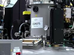 CU ZO MS Crystal growing furnace in large clean room at solar manufacturing plant Solarworld, Hillsboro, Oregon, USA Stock Footage