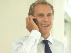 Businessman using cell phone, Cape Town South Africa Stock Footage