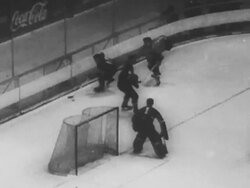 Canada defeats U.S.S.R in world hockey Stock Footage