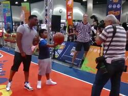 Kel Mitchell, Benjamin Flores, Jr. at NICKELODEON HOSTS BASKETBALL TRYOUTS FOR KIDSâ€™ CHOICE SPORTS 2015 â€œTRIPLE SHOT CHALLENGEâ€ Stock Footage
