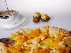 Pizza and coffee Stock Footage