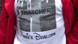 CLEAN : Pro and anti Thatcher demonstrators News Clip