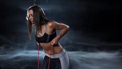 Exercising with resistance band Stock Footage