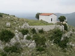 WS AERIAL View of Karitena small Monastery / Karytaina, Peloponissos, Greece Stock Footage