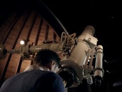 Student in observatory Stock Footage