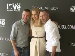 Teresa Palmer, Dean & Dan Caten at the yoox.com and DSQUARED2 Canine Couture Launch To Benefit Much Love Animal Rescue at Beverly Hills CA. (Footage by WireImage Video/GettyImages) Stock Footage