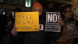 CLEAN : Hundreds demonstrate alt right Deploraball event News Clip