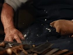 HD Super Slow-Mo: Shoemaker Making A Shoe Stock Footage